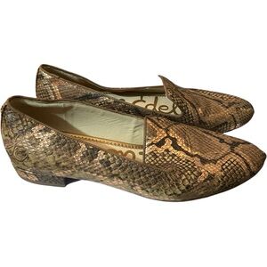 Sam Edelman Trail Blazer Jordy Snake Print Loafers Metallic Size 10M